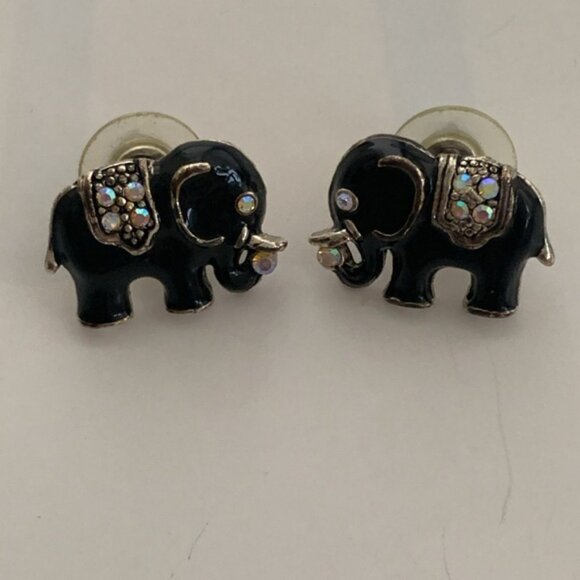Elephant earrings 2 pairs.w studs. Silver color hardware. - Picture 8 of 14